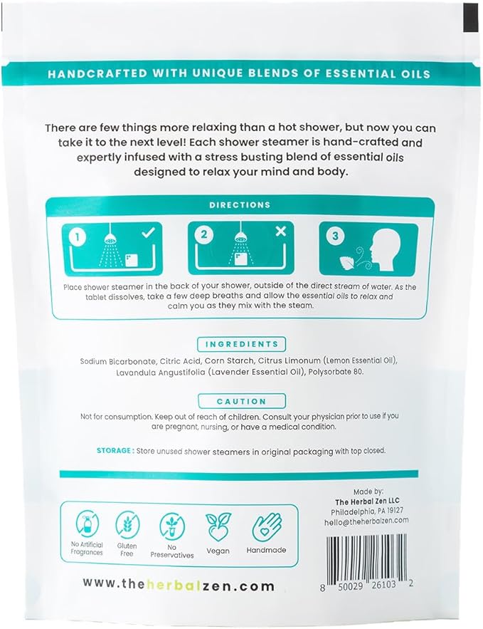 Stress Fighter Shower Steamers Aromatherapy for Relaxing - USA Made - Lavender & Lemon Shower Bomb Tablets – Christmas Gift - Adult Stocking Stuffer – Soothing Natural Essential Oils (10 Pack)