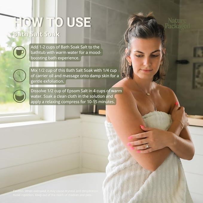 Bath Salts Blend (16oz - Pack of 2) - Pure Coarse Grain Mineral Salt - Used as Salt Bath, Bath Soak, Foot Soak, Spa or Foot Salts Bath