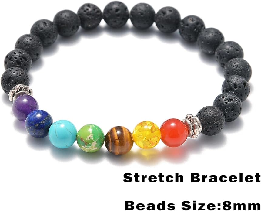 AD Beads 2Pcs His & Hers Distance Beads Bracelets Elastic Natural Stone Yoga Bracelet