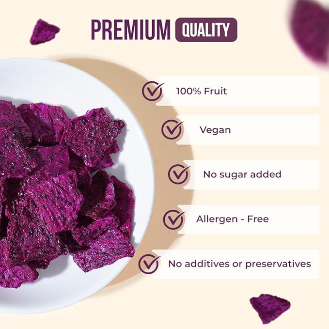 KOTHECHE Dragon Freeze Dried Fruit, 1.08 Oz (Pack of 4), Low Calorie Snacks, Gluten Free Snacks, Healthy Vegan Chips, No Sugar Added, Low Carb, Dehydrated Fruit, Resealable Bag for Kids and Adults