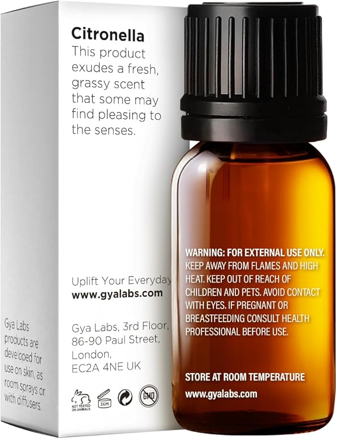 Gya Labs Citronella Essential Oil - 0.34 Fl Oz - for Hair, Skin, Diffuser, Aromatherapy & DIY Candle Making Scent