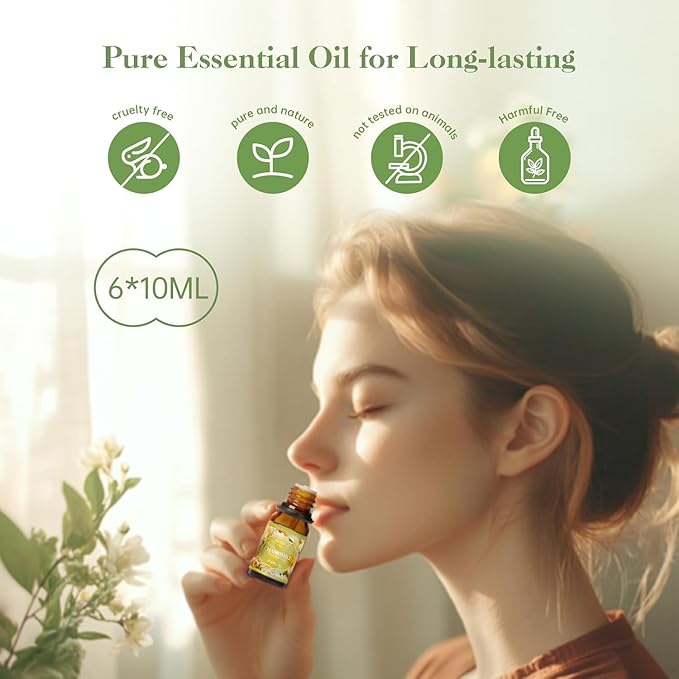 Floral Essential Oils Set | Top 6 Essential Oils for Diffusers for Home, Aromatherapy Oils Gift Set for Home Fragrance, Candle Making Scents - Lilac, Lavender, Chamomile, Jasmine, Rose, Gardenia