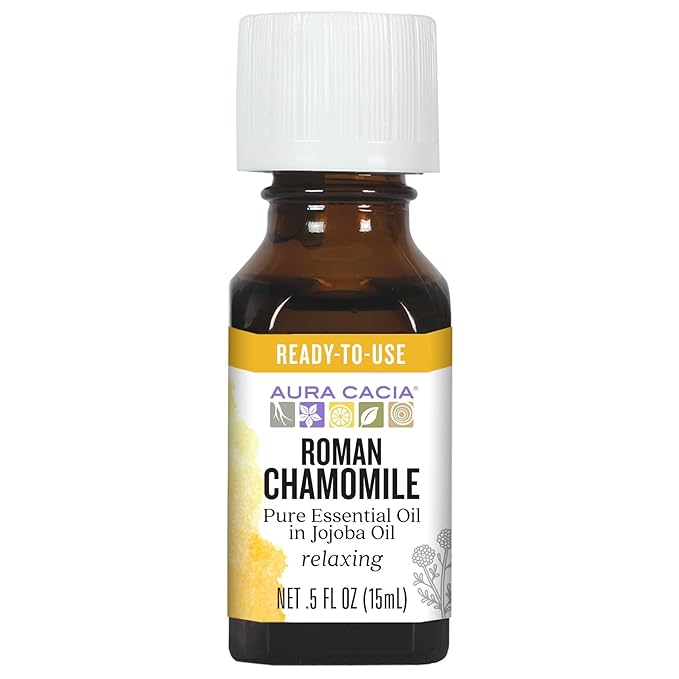 Aura Cacia Roman Chamomile in Jojoba Oil, 100% Pure Therapeutic Grade, 15ml