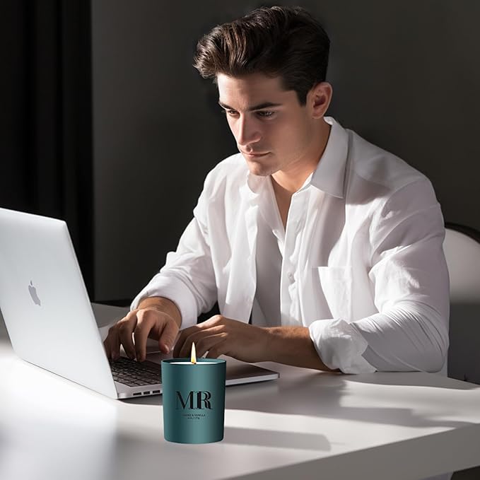 Scented Candle Gifts Set - Men Candle Set, Scented Candles for Home, Gifts for Men Aromatherapy Gift Set, Ideal for Dad Fathers Day Husband Boyfriend (Smoke & Vanilla)