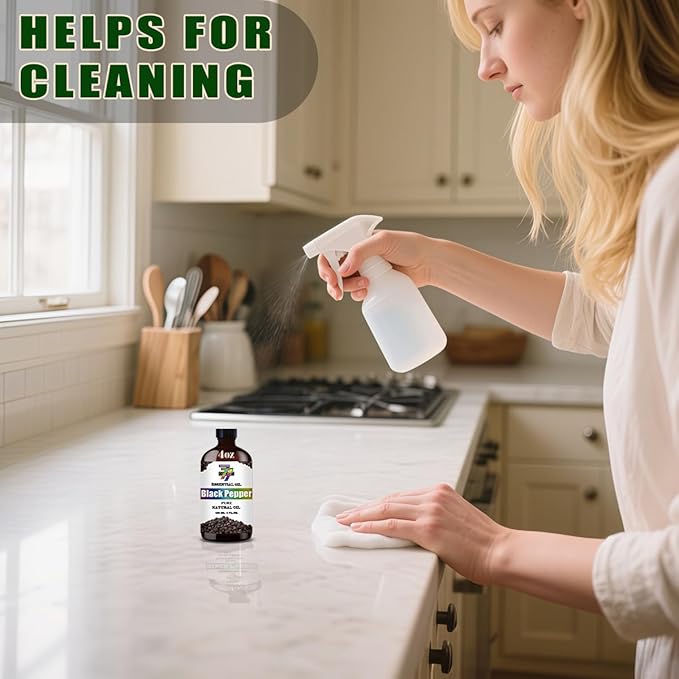 Black Pepper Essential Oil (4 oz/120 ml) — Black Pepper Oils for Aromatherapy, diffusers, humidifiers, Home fragrances, DIY Skincare, soap Making, DIY Candle, Relaxation, Yoga, and Meditation