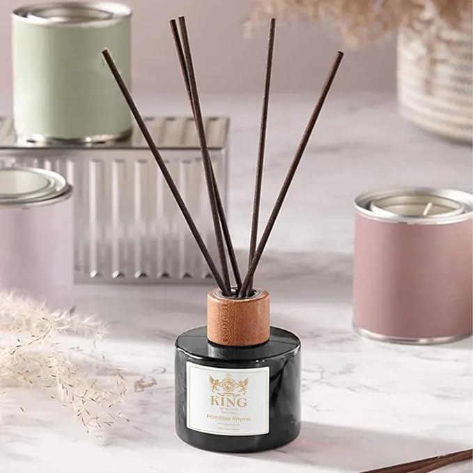 Reed Diffuser (200ml) Primitive Rhyme Reed Diffuser Set,Reed Diffuser & Oil Diffuser Sticks with Flower, Aromatherapy, Home & Kitchen Décor,Fragrance and Gifts
