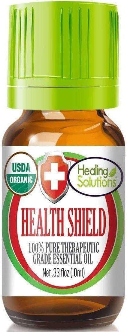 Healing Solutions Health Shield Organic Essential Oil - 10 ml (0.33 oz) - Pure, Undiluted Aromatherapy - Therapeutic Grade Essential Oils