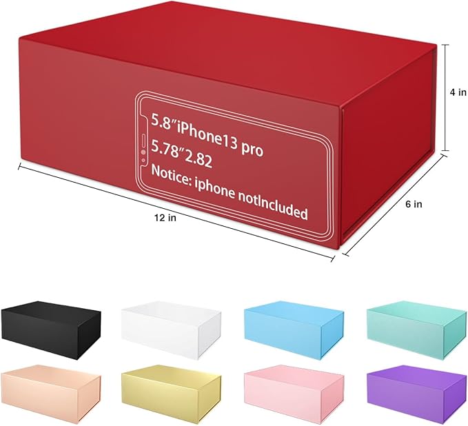 Gift Boxe 12" x 6" x 4" with Magnetic Closure Lid Gift Boxes for Presents,Bridesmaid Gifts Box,Cute Box,Birthday Gift box,Luxury for Gift Packaging, Magnetic Gift Box for Wrapping Gifts (Red)