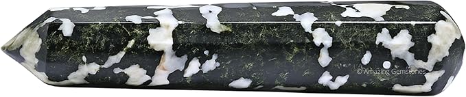 Amazing Gemstone Black and White Tourmaline Crystal Wand Massage Stick - Pelvic Wand Gua Sha for Adults - Crystals and Healing Stones Massage Wands for Adults Gifts (Pointed)