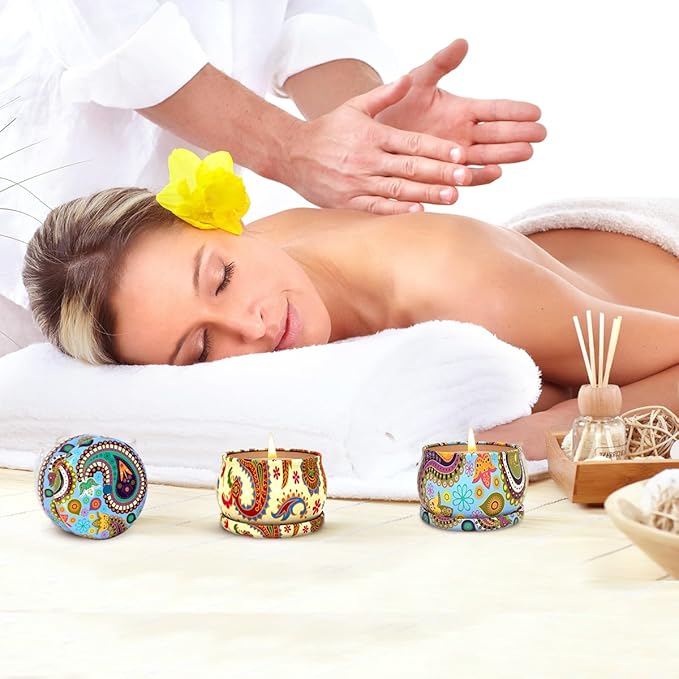 2 Packs Rose and Vanilla &Jasmine Scented Gift Set for Home Christmas, Small Natural Soy Wax Decorative Bohemian Stress Relief Aromatherapy Candles for Women Friends Cowrokers, 3.0" D x 1.8" H