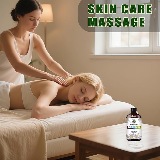 White Musk Essential Oil (4 oz/120 ml) — White Musk Oils for Aromatherapy, diffusers, humidifiers, Home fragrances, DIY Skincare, soap Making, DIY Candle, Relaxation, Yoga, and Meditation