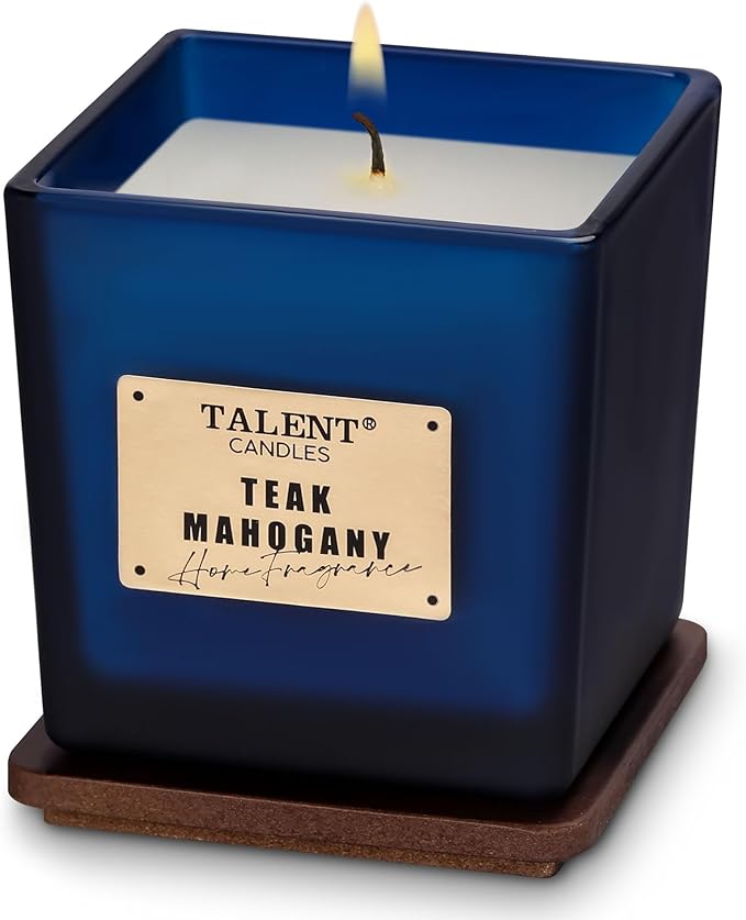 Deluxe Noble Scented Candles, Soy Candles for Home Scented, 7.05oz, Aromatherapy Candles with Lid, Teak Mahogany