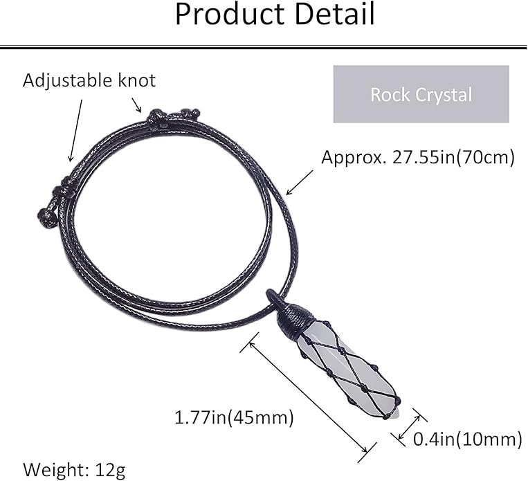 EDEN'S CALL Hexagonal Crystal Point Pendant Necklace for Unisex Adjustable Dainty Natural Stone Pendulum Amulet for Good Luck