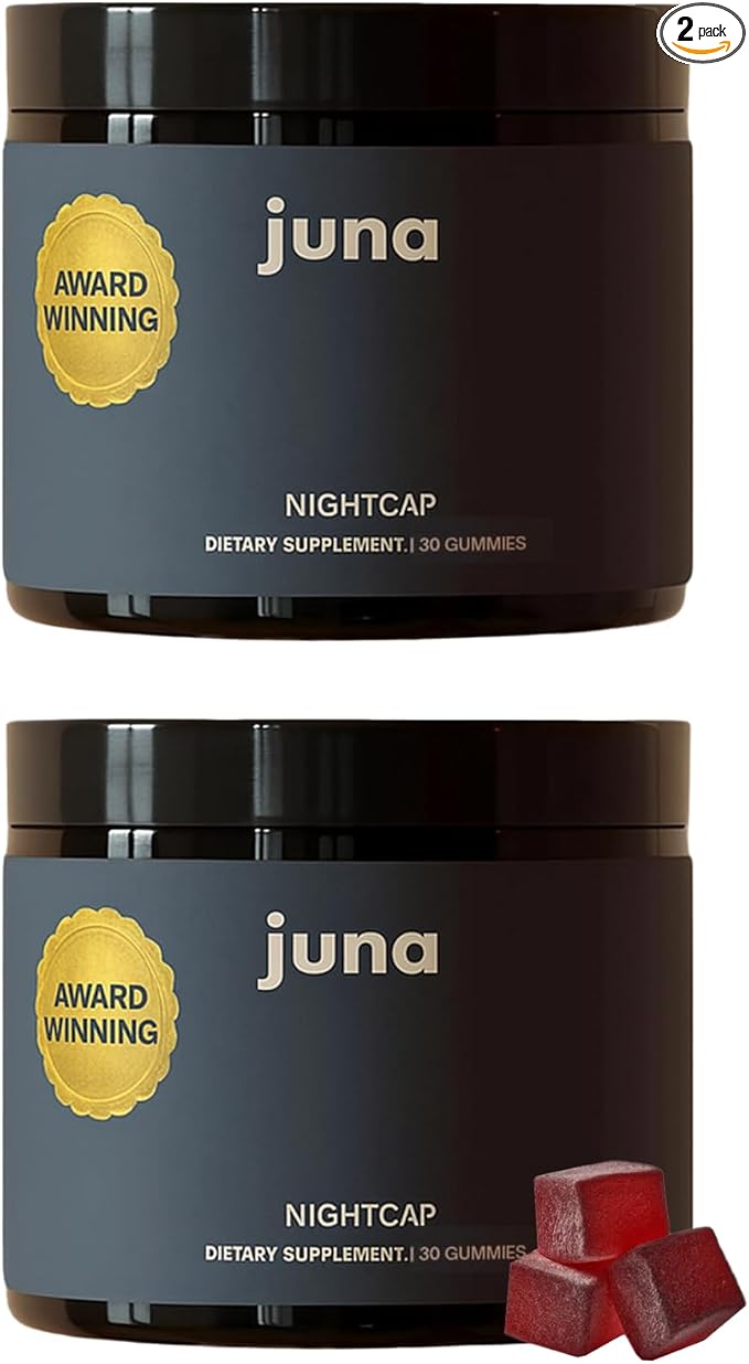 Juna Nightcap Sleep Gummies (2-Pack) – Sugar-Free, All-Natural Sleep Aid with Low-Dose Melatonin, Tart Cherry, GABA, Magnesium, Chamomile &