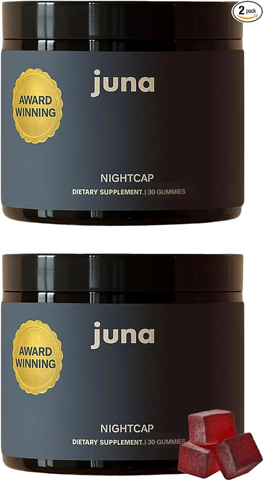 Juna Nightcap Sleep Gummies (2-Pack) – Sugar-Free, All-Natural Sleep Aid with Low-Dose Melatonin, Tart Cherry, GABA, Magnesium, Chamomile &