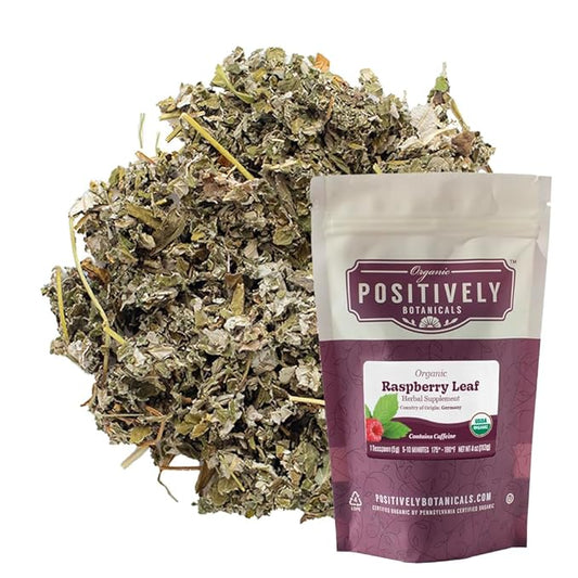 Organic Positively Botanicals Company, Raspberry Leaf, Herbal Tea Loose Leaf Botanical, 4 Ounce