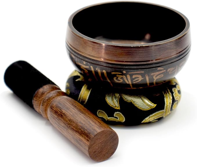 3.15 inch Tibetan Singing Bowl Set, Authentic Handmade Meditation Bowl Stress Relief Yoga Set with Striker & Cushion for Sound Therapy, Chakra Healing, Spiritual Gatherings