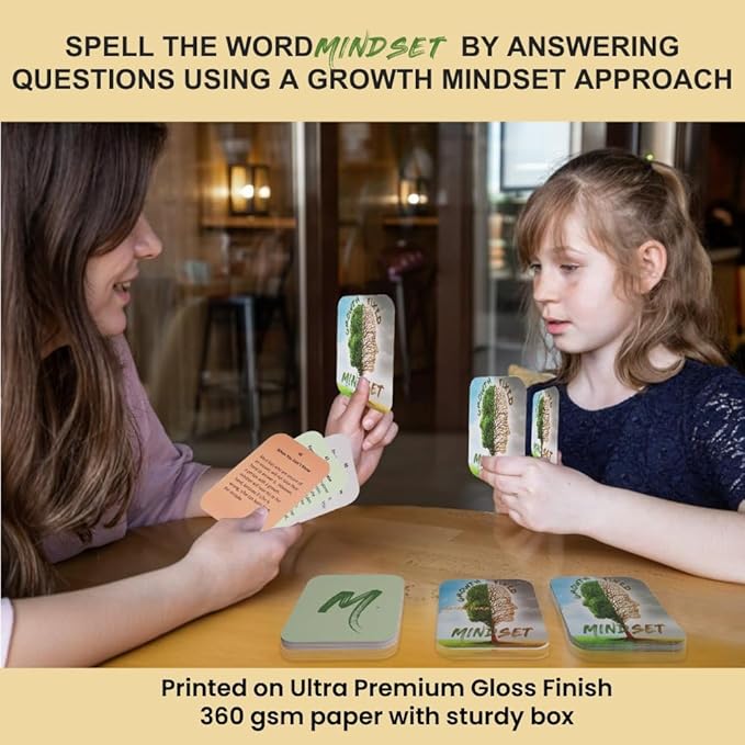 Thought-Spot Growth/Fixed Mindset Card Game: Cultivates Coping & Social Skills; Develops Resilience; Reduces Meltdowns/Stress; Affirmation Cards; Autism-Friendly; Mindfulness; CBT; 98 Cards, Ages 8+