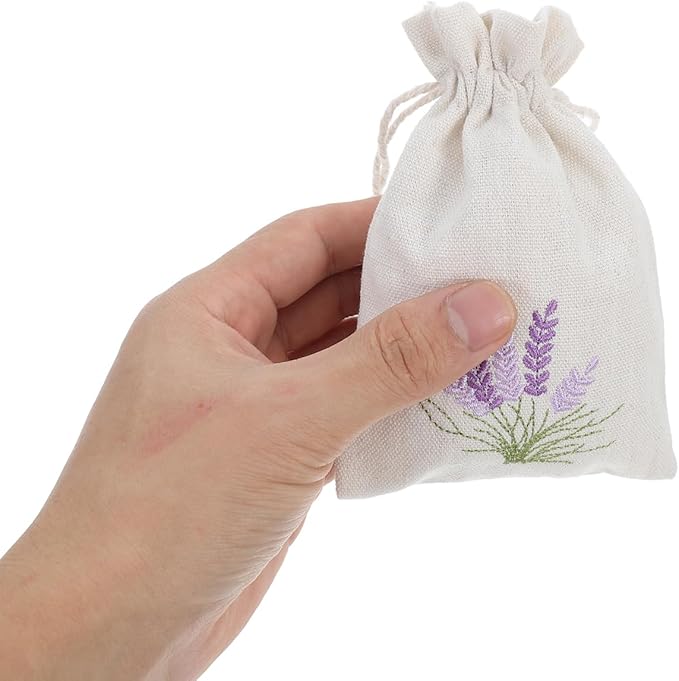 Amosfun Lavender Sachet Bags: 10pcs Cotton Drawstring Bags Empty Perfume Pouches Drawstring Sachets Small Jewelry Pouch Wedding Favor Bag for Lavender Buds