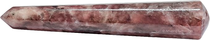 Amazing Gemstone Lepidolite Crystal Wand Massage Stick - Pelvic Wand Gua Sha for Adults - Crystals and Healing Stones Massage Wands for Adults Gifts (Pointed)