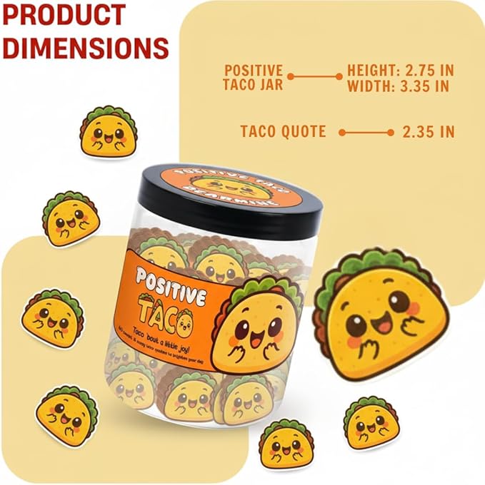 60 Positive Taco Cards Jar, Affirmation Cards for Women, Emotional Support Tacos, Taco Gifts for Women, Taco Themed Gifts, Teen Girl Trendy Stuff