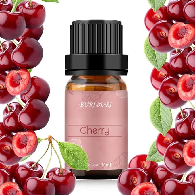 BURIBURI Cherry Fragrance Oil, Premium Grade Cherry Scented Oil 10ml Essential Oil for Diffusers, Candle Making