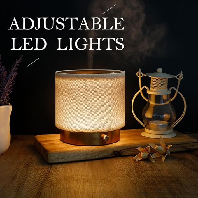 Elegant Fabric Aroma Diffuser - Quiet Essential Oil Diffuser with Soft Night Light, Perfect for Home, Office, and Yoga Space (M35-Gold)