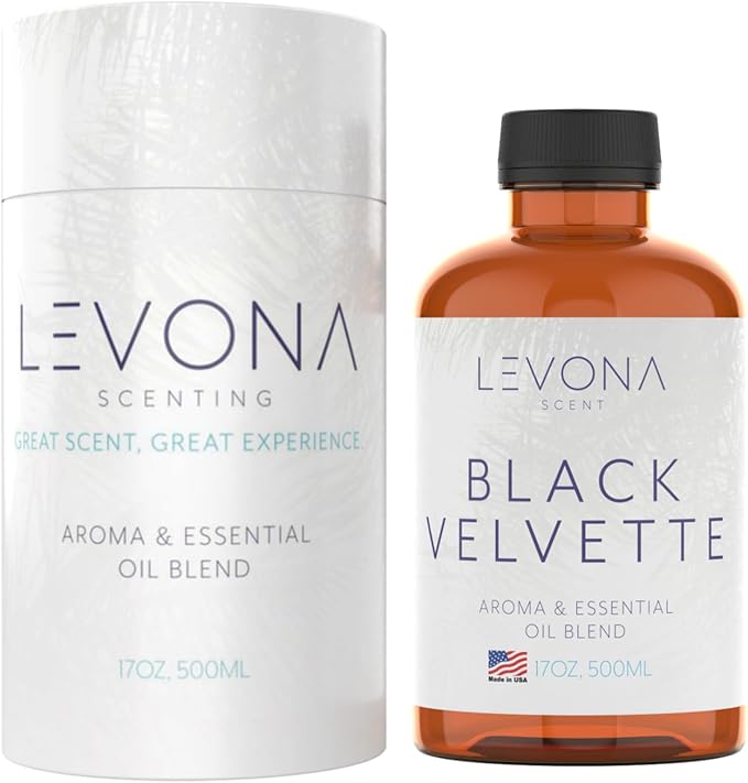 Levona Scents Oil Diffuser Essential Oils: Fragrance Oil for Diffuser - Black Velvette Diffuser Oils Scents - Woody Citrus with Herbal Floral Essential Oil Blends, Oakmoss, White Musk & Sandalwood