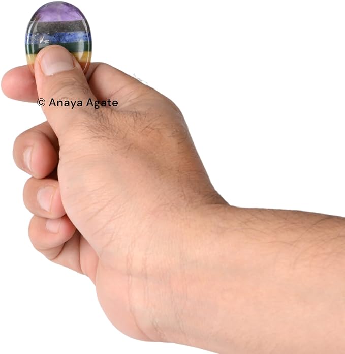 Seven Chakra Worry Stones – Crystal Thumb Worry Stone for Anguish, Stress – Relaxing and Soothing Balance Stone for Meditation, Stress Relief – Crystals and Healing Stones for Men and Women