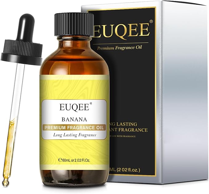 EUQEE 2.02 Fl oz Banana Fragrance Oil, Premium Fragrance Essential Oil with Glass Dropper for Diffuser, Soap Candle Making - 60ml