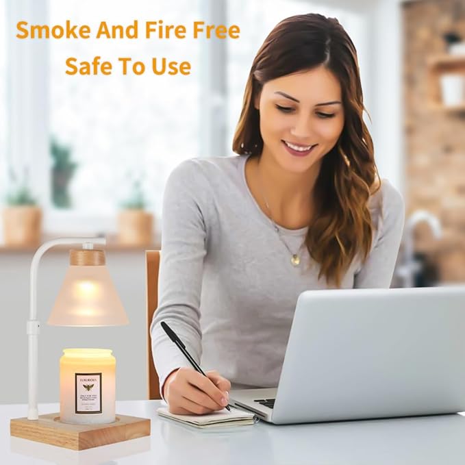 Dimmable Candle Warmer Lamp Electric Light for Candle Melter Scented Candles Top-Down Melting, Scented Wax Warmer for Home Offices Decor, Birthdays Gifts for Women Mom Grandma(White)