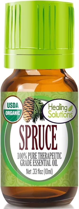 Healing Solutions Oils - 0.33 oz Spruce Essential Oil Organic, Undiluted, Pure Spruce Oil - 10ml