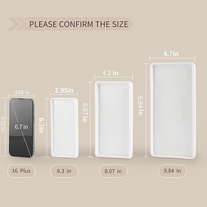 Gurygo 6" Small Ceramic Bathroom Tray for Kitchen Counter - Rectangle Ceramic Sink Tray for Bathroom Counter - Porcelain Dispenser Organizer for Kitchen Bathtub Counter, White