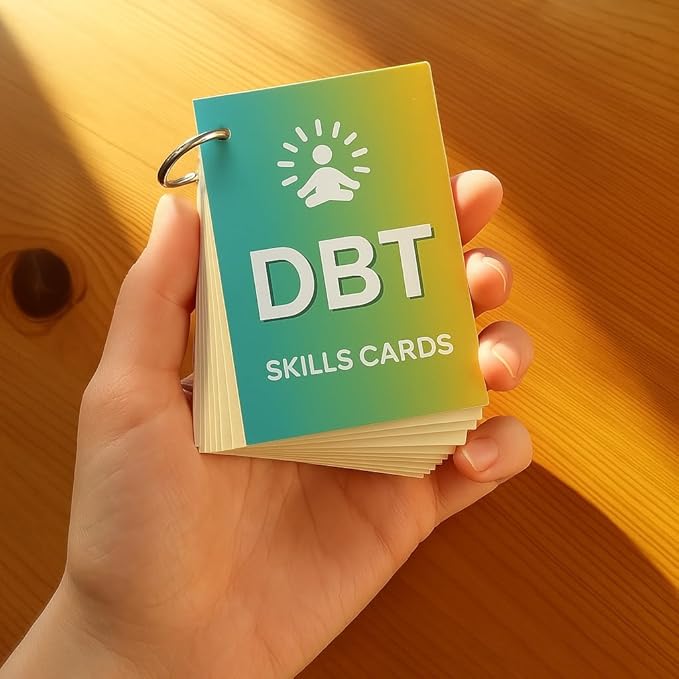 DBT Skills Cards – Dialectical Behavior Therapy Deck | Anxiety Coping Skills, DBT Affirmations, BPD Skills, Cognitive Distortions, Self-Care Tool for Mental Health - 20 DBT Cards