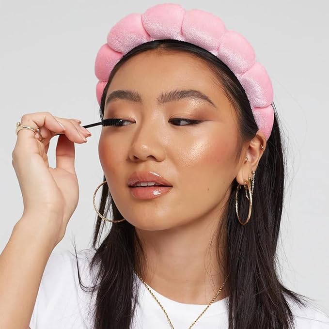 Spa Headbands for Washing Face or Makeup, Sponge Bubble Skincare Headbands, Puffy Terry Cloth Hairband for Women, Skin Care Makeup Headwear Hair Accessories for Girls