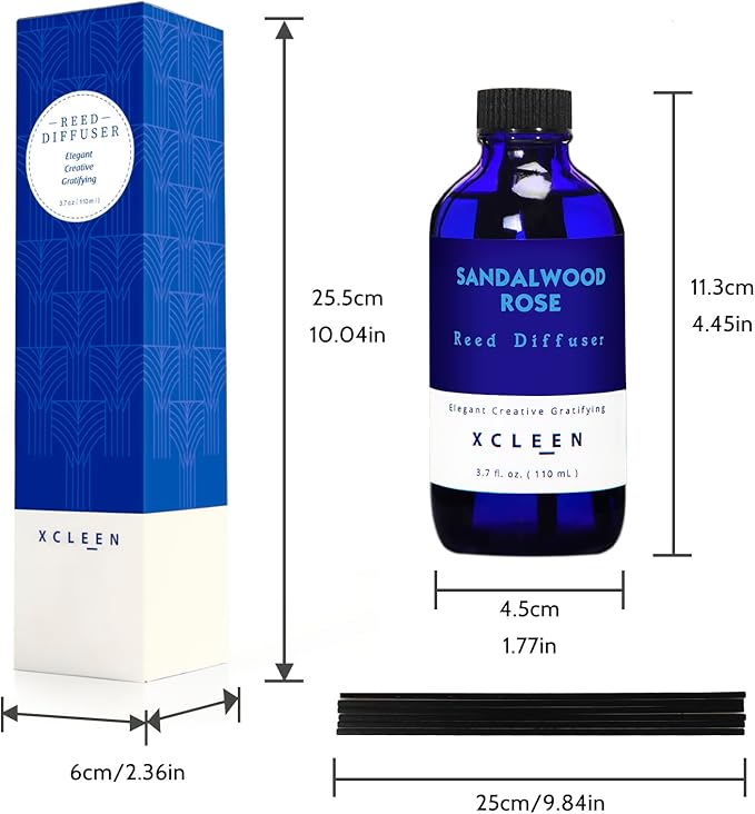 Reed Diffuser Set, Sandalwood Rose Scented Oil Diffuser with Sticks, Home Fragrance Reed Diffusers for Bathroom Shelf Decor & Air Fresheners