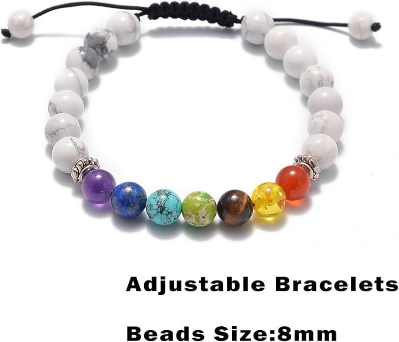 AD Beads 2Pcs His & Hers Distance Beads Bracelets Elastic Natural Stone Yoga Bracelet