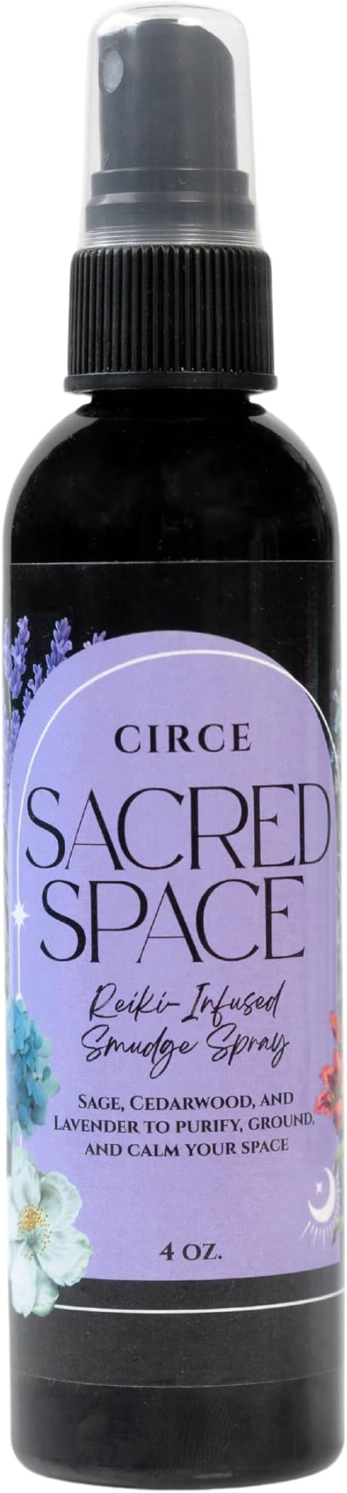Circe Sacred Space Smudge Spray – 100% Natural Smoke Free Alternative to Clear Negative Energy, Restore Peace & Balance -Sage, Cedarwood & Lavender Blend - Soothing, Grounding, Self Care, Gift - 4oz
