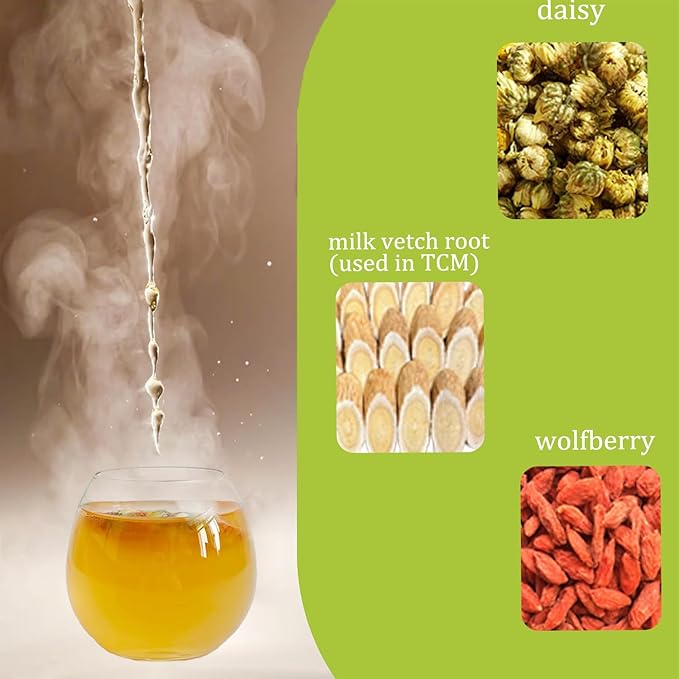 Astragalus, Goji berry, Chrysanthemum Natural herbal tea for stomach health. Kidney Health, Roasted Detox Herbal Tea. Support Digestion & Boost Immune System, Caffeine Free. (1 Pack/50 Bags)