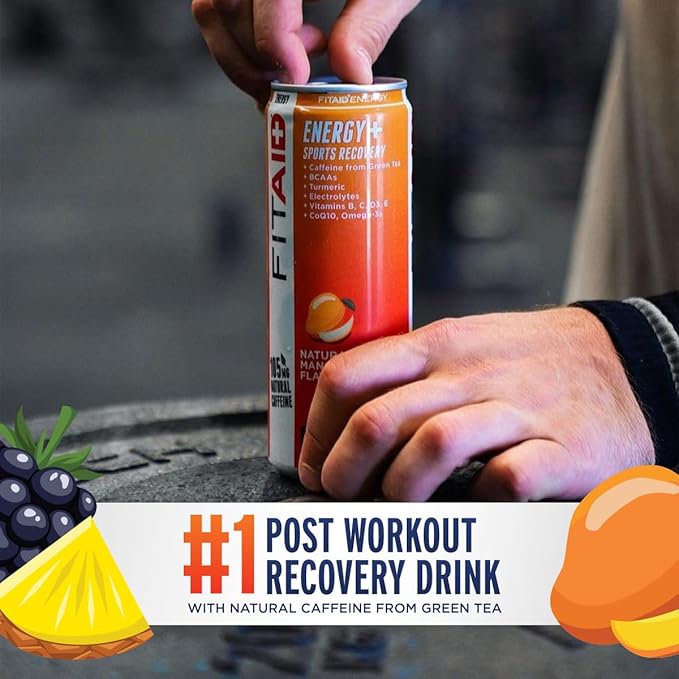 LIFEAID FITAID Energy Drink, 200mg Natural Caffeine, Keto, 15 Calories, Variety Pack, BCAAs, Quercetin, Electrolytes, Omega-3s, Paleo, Vegan & Gluten-Free, 12-oz. cans (Pack of 24)