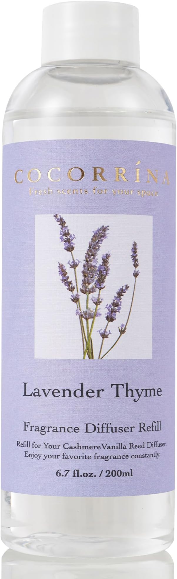 COCORRÍNA Reed Diffuser Refill- Lavender Thyme 6.7 oz. Reed Diffuser Oil Refill Home Fragrance for Bedroom, Bathroom Home Decor