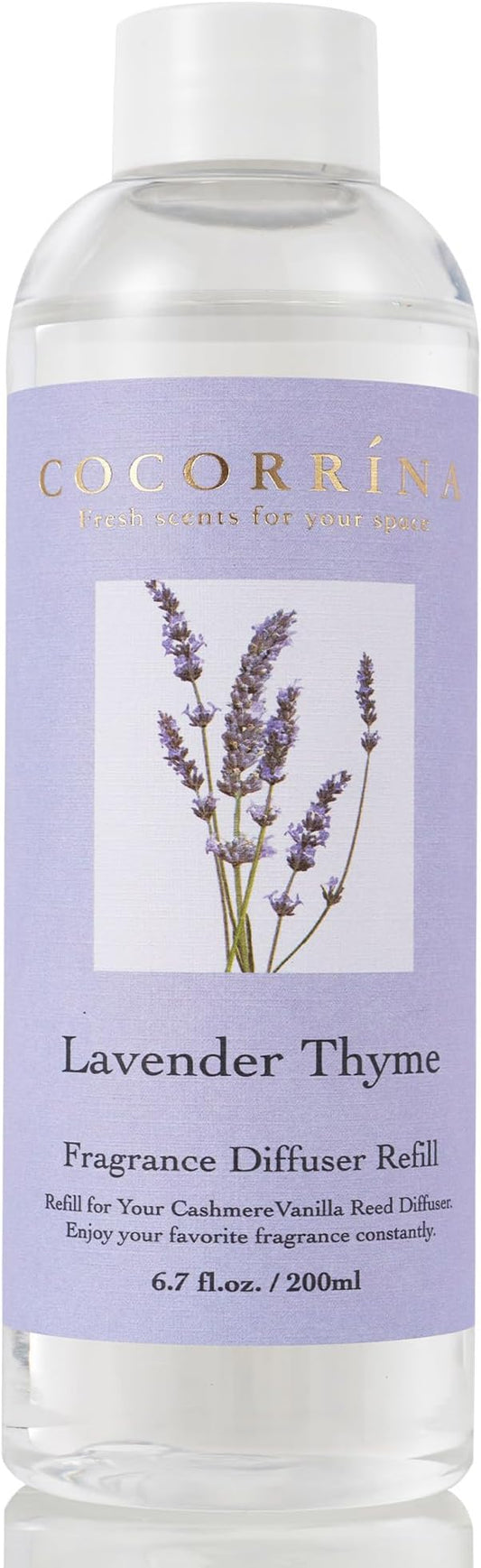 COCORRÍNA Reed Diffuser Refill- Lavender Thyme 6.7 oz. Reed Diffuser Oil Refill Home Fragrance for Bedroom, Bathroom Home Decor