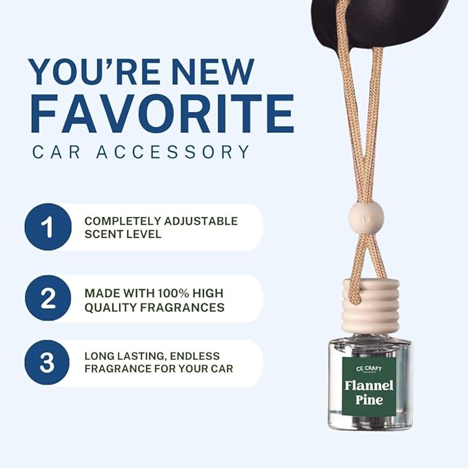 CANDECraftCo Car Air Hanging Fragrance Oil, Car Auto Freshener for Essential Oils, Scents Fragrance Aromatherapy Automobile Diffuser, Long Lasting (Flannel Pine)