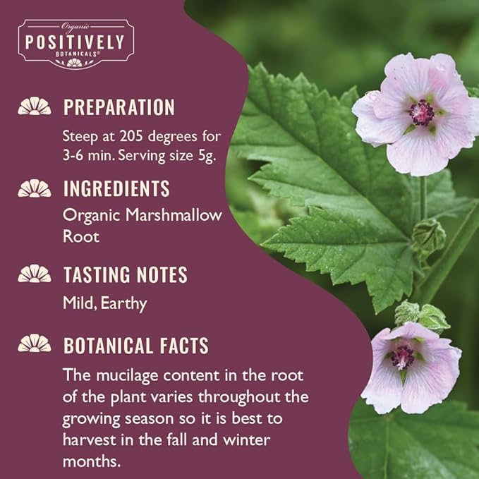 Organic Positively Botanicals Company, Marshmallow Root Herbal Tea, Loose Leaf Botanical, 4 Ounce
