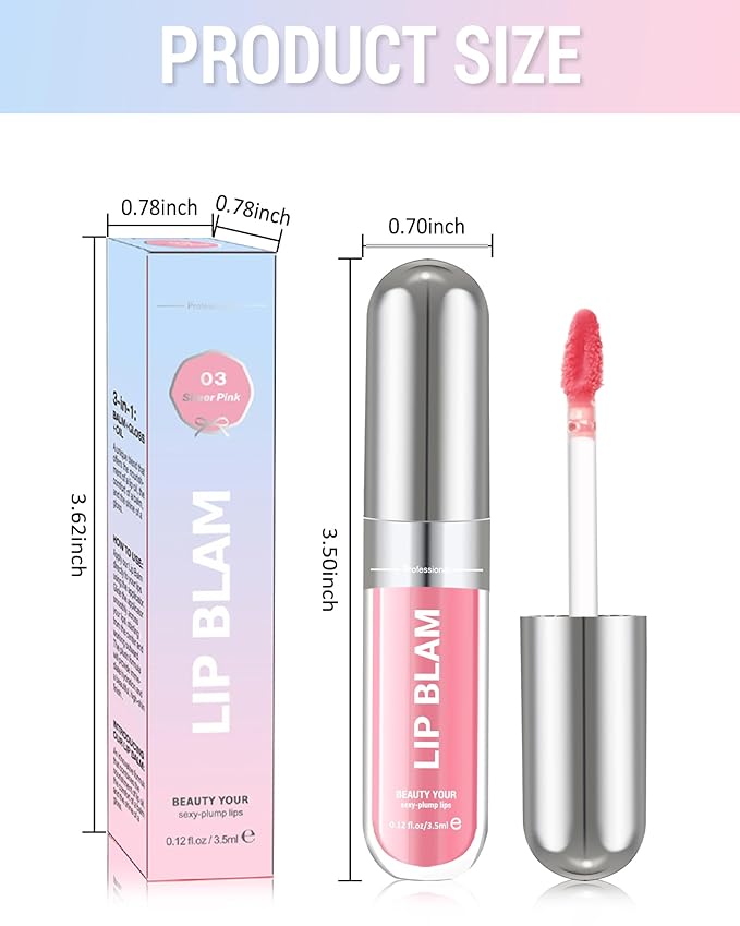 Lip Gloss Oil,Nude Shimmer Hydrating Lip Tint Stain, Sheer Lip Treatment Moisturizer, Moisturizing Lip Tint Balm Lipstick Lipgloss, Glow Reviver Lips Care Oil, Christmas Makeup Gift for Women-01