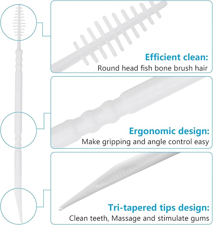 Brushpicks Interdental Toothpicks,Soft Bristle Dental Floss Picks Toothpicks,Helps Removes Plaque and Debris Between Your Teeth 600PCS (Pack of 5) Mixed Flavors