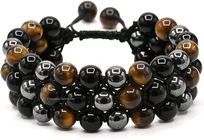 Natural Healing Crystal Bracelet for Women - Mens Bracelet Energy Balancing Gemstones Set - Adjustable Stone Bead Bracelet for Men and Women - Chakra Crystal Therapy Accessory, Meditation