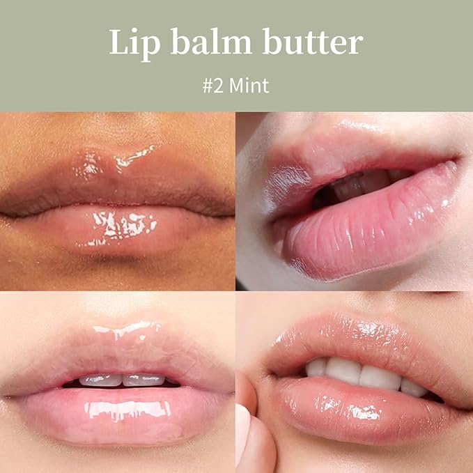 4 Colors Butter Lip Balm Lip Tint Hydrating Lip Gloss, High Shine Nude Color Hydrating Finish Lip Glow Oil 4 Flavors (02# Mint)