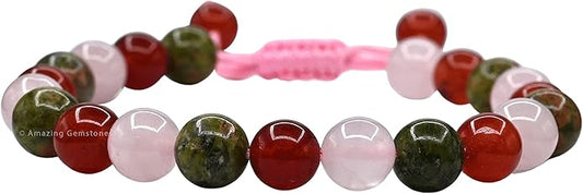 Natural Healing Crystal Bracelet for Women - Mens Bracelet Energy Balancing Gemstones Set - Adjustable Stone Bead Bracelet for Men and Women - Chakra Crystal Therapy Accessory, Meditation