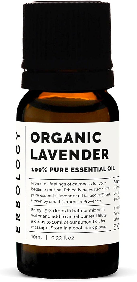 Erbology Organic Pure Lavender Essential Oil 0.34 fl oz - Small Batch - Sustainably Sourced Straight from Farm in Provence, France
